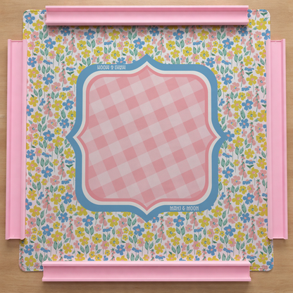 Pastel Wildflower Gingham Mahjong Mat