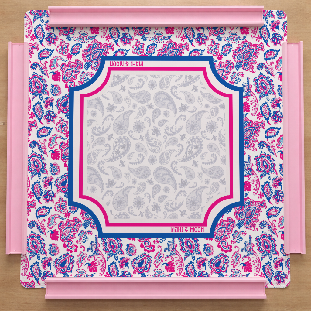 Pink & Blue Paisley Mahjong Mat