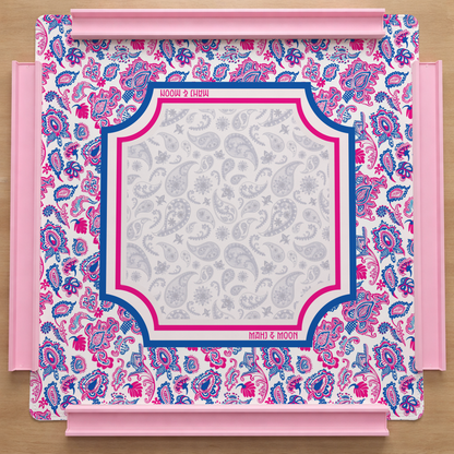 Pink & Blue Paisley Mahjong Mat