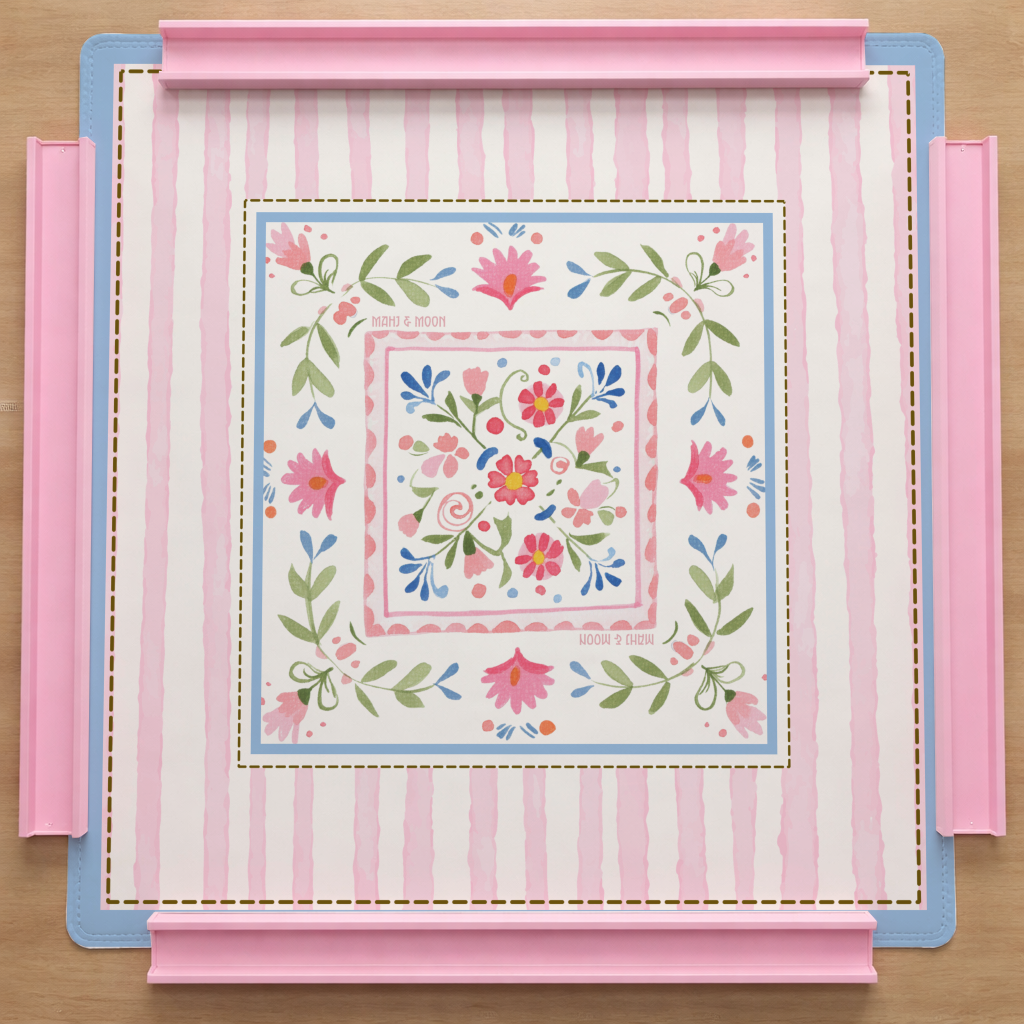 Pink Folk Floral Mahjong Mat