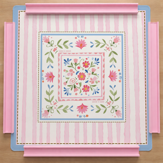 Pink Folk Floral Mahjong Mat