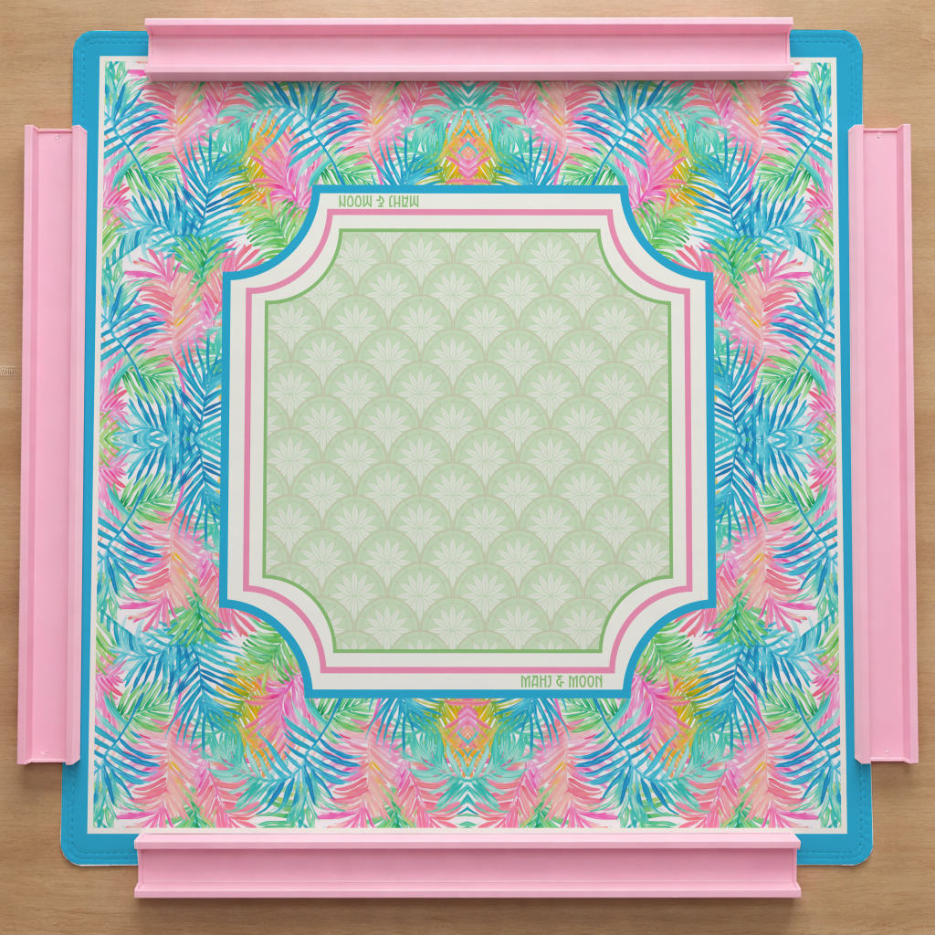 Blue Tropical Palm Mahjong Mat