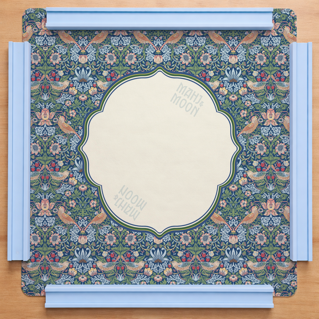 Strawberry Thief–Inspired Mahjong Mat | Heritage Floral Bird Design