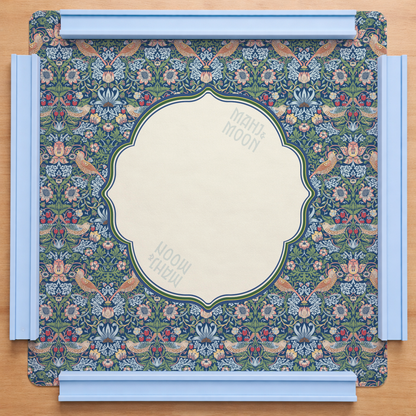 Strawberry Thief–Inspired Mahjong Mat | Heritage Floral Bird Design