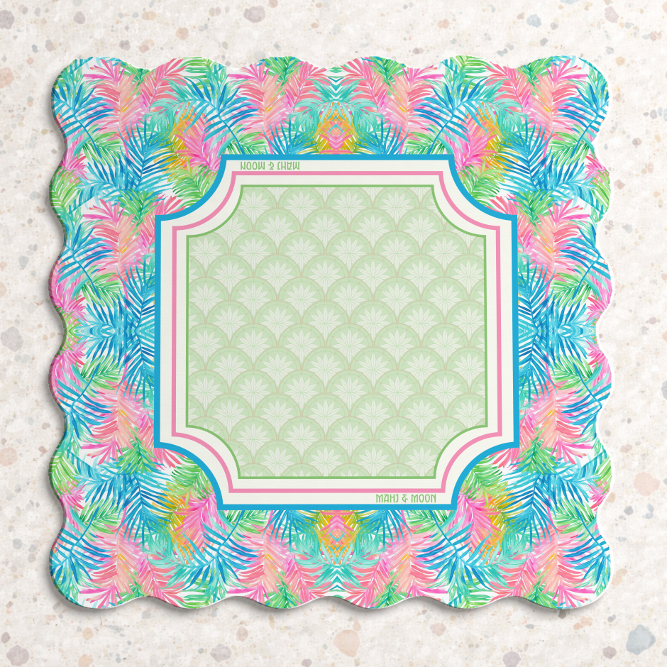 Scalloped Tropical Palm Mahjong Mat