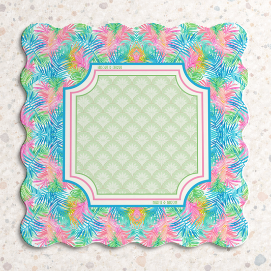 Scalloped Tropical Palm Mahjong Mat