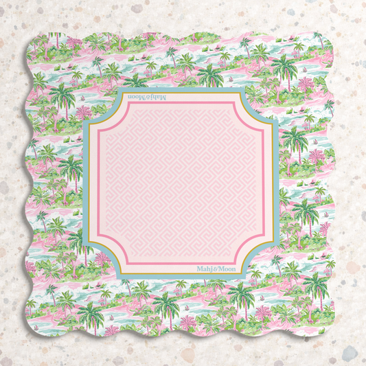 Scalloped Pastel Palm Beach Toile Mahjong Mat