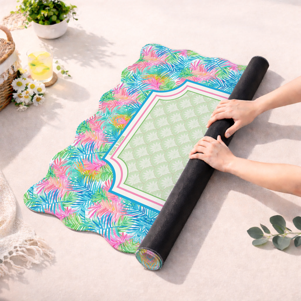 Scalloped Tropical Palm Mahjong Mat