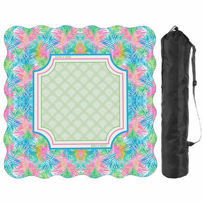 Scalloped Tropical Palm Mahjong Mat