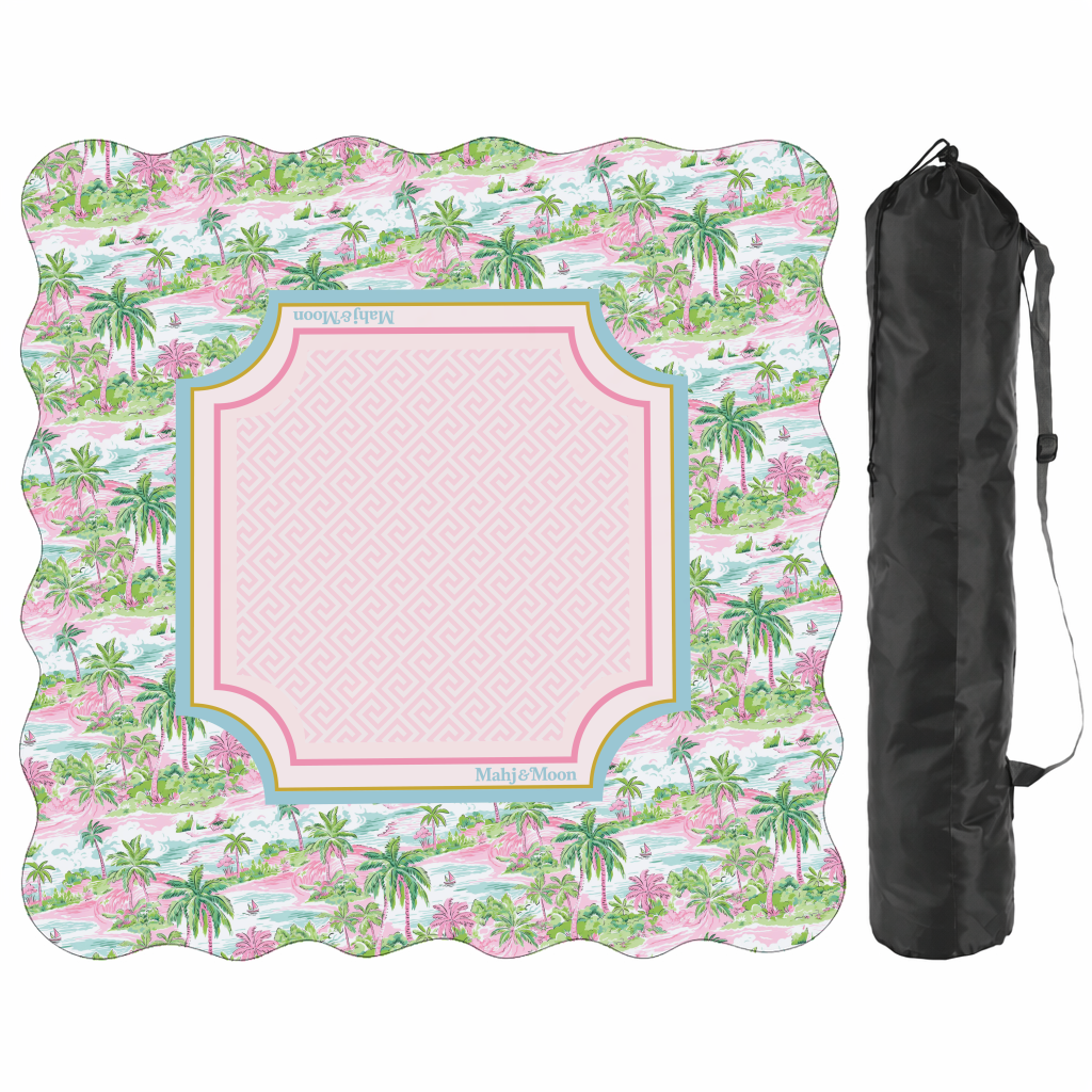Scalloped Pastel Palm Beach Toile Mahjong Mat