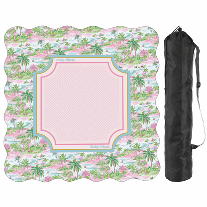 Scalloped Pastel Palm Beach Toile Mahjong Mat