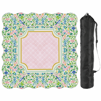 Scalloped Chinoiserie Bird & Floral Mahjong Mat