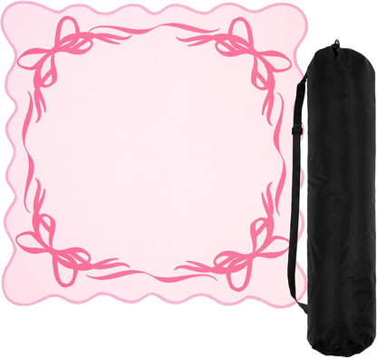 Coquette Pink Mahjong Mat with Carrying Bag – Rollable Mahjong Table Mat