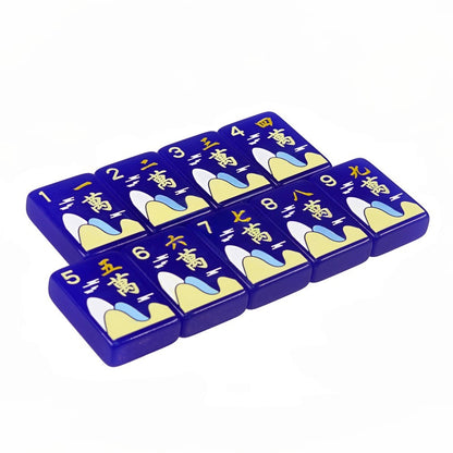 Petal Parade Mahjong Tile Set - Blue Floral Mahjong Tiles, Unique Modern Mahjong Game Accessories