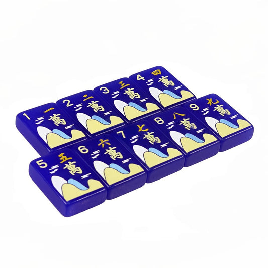 Petal Parade Mahjong Tile Set - Blue Floral Mahjong Tiles, Unique Modern Mahjong Game Accessories