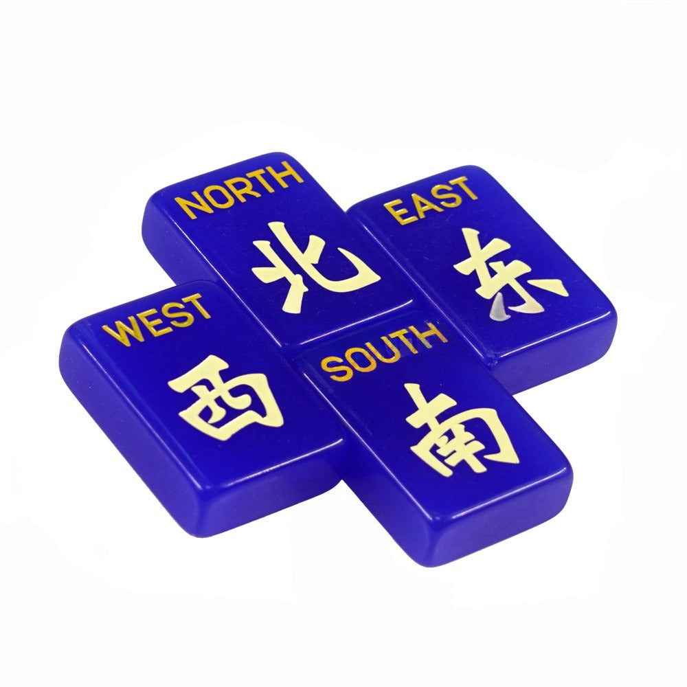 Petal Parade Mahjong Tile Set - Blue Floral Mahjong Tiles, Unique Modern Mahjong Game Accessories