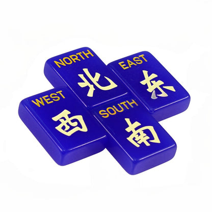 Petal Parade Mahjong Tile Set - Blue Floral Mahjong Tiles, Unique Modern Mahjong Game Accessories