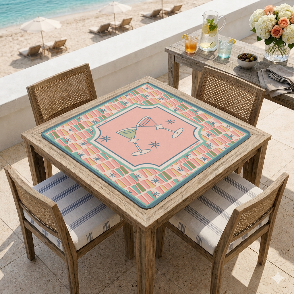 Retro Cocktail Mahjong Mat