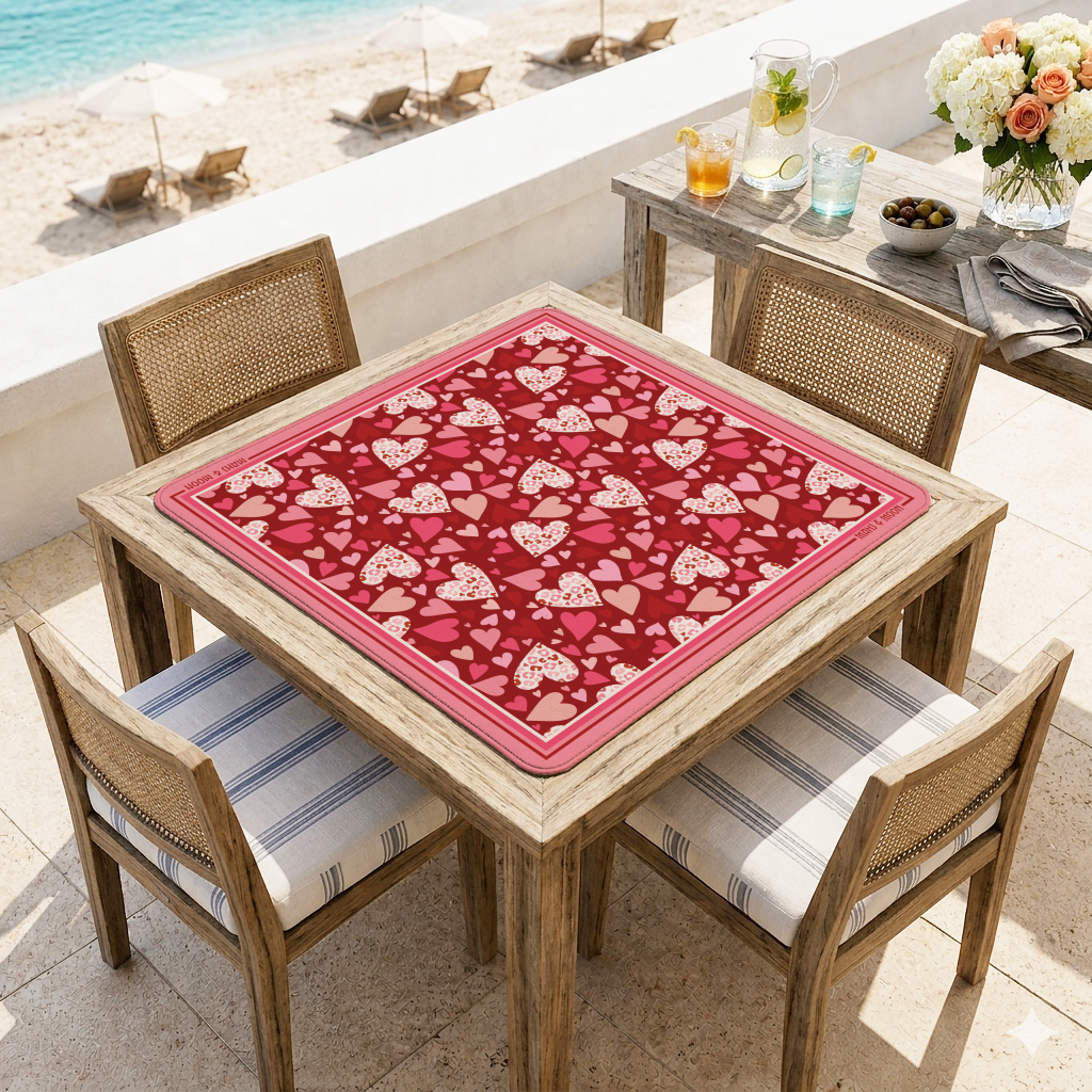 Valentine Hearts American Mahjong Mat | Pink Coquette Playing Mat