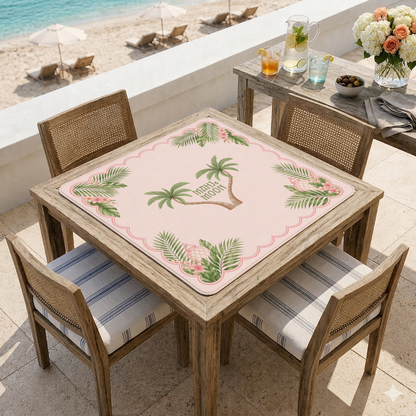 Palm Tree Mahjong Mat | Tropical Pink American Mahjong Playing Mat