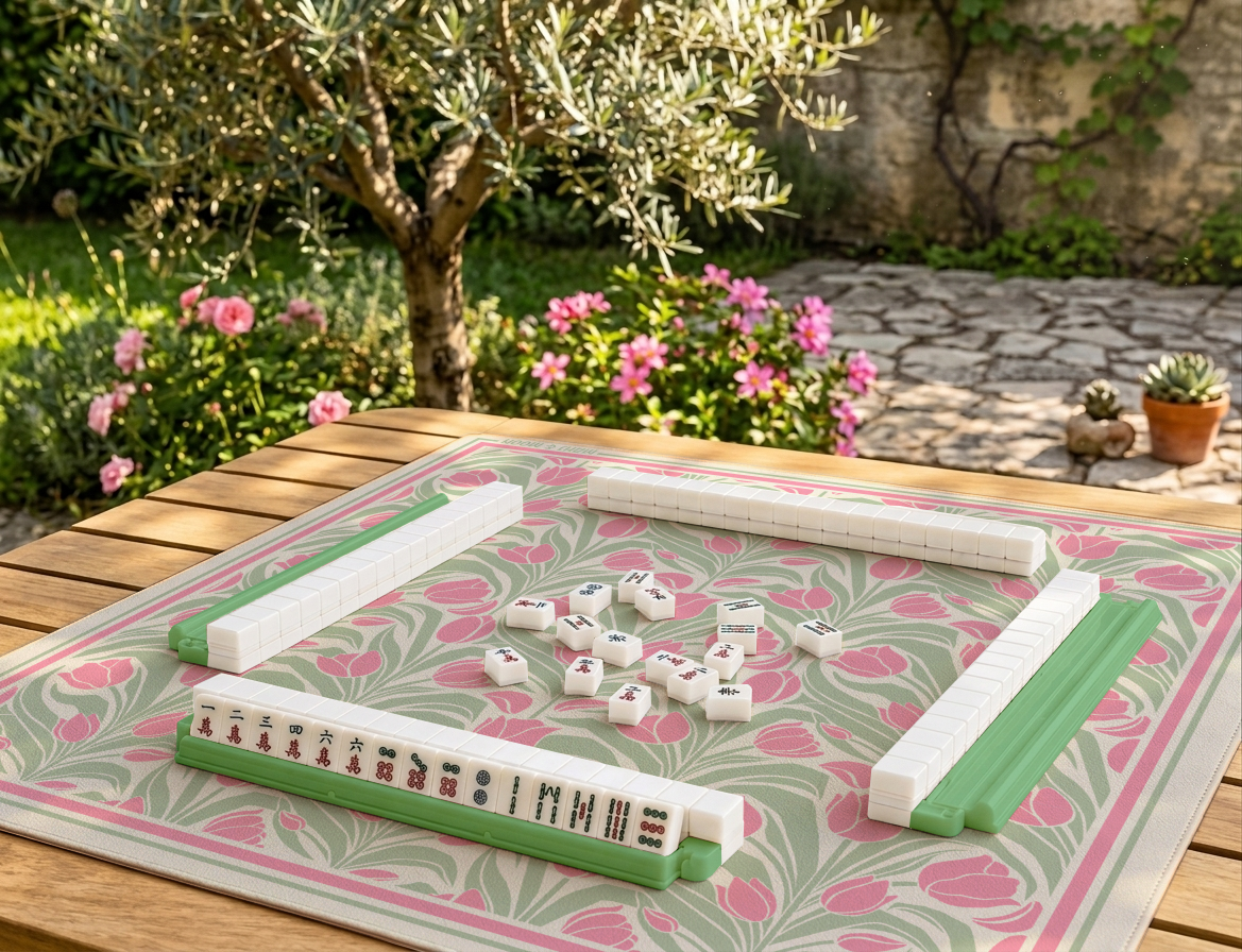 Tulip American Mahjong Mat | Cottage Garden Game Table Decor