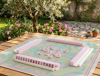 Pastel Tie Dye American Mahjong Mat | Retro Summer Playing Mat