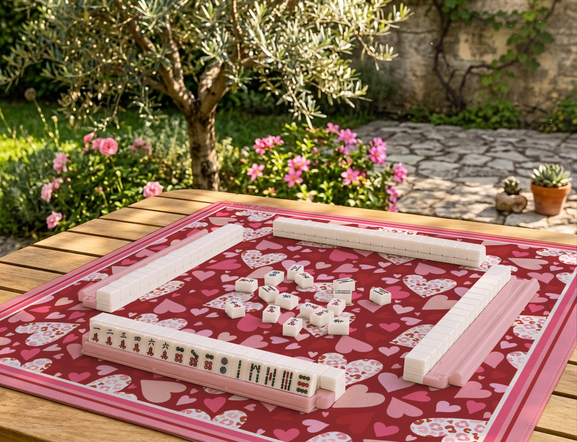Valentine Hearts American Mahjong Mat | Pink Coquette Playing Mat