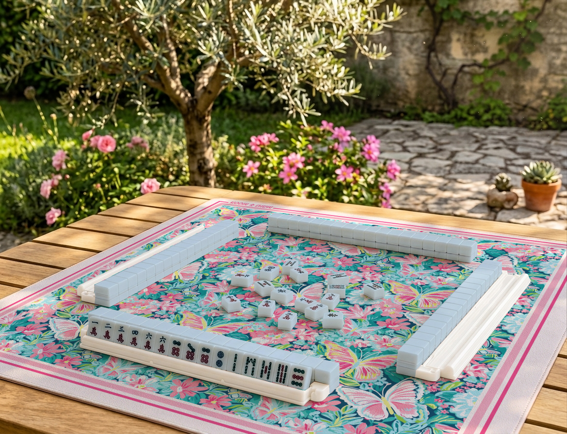 Butterfly Floral Mahjong Mat | Colorful American Mahjong Playing Mat
