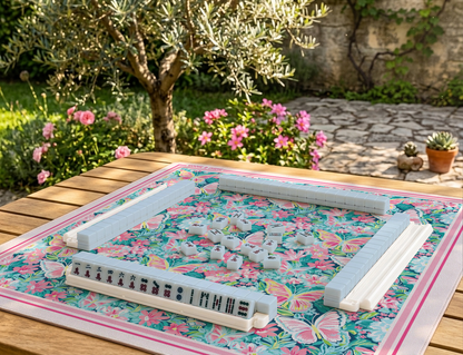Butterfly Floral Mahjong Mat | Colorful American Mahjong Playing Mat