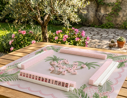 Palm Tree Mahjong Mat | Tropical Pink American Mahjong Playing Mat
