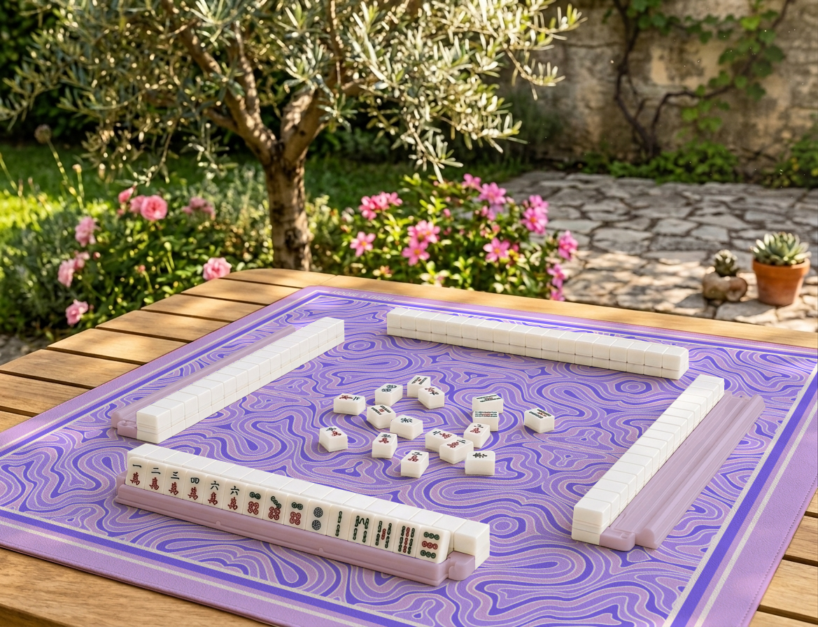 Retro Waves Mahjong Mat Purple