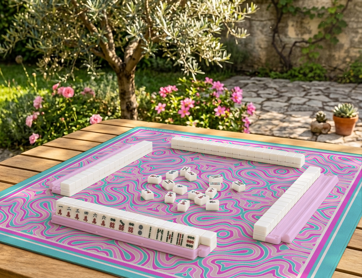 Retro Waves Mahjong Mat Blue