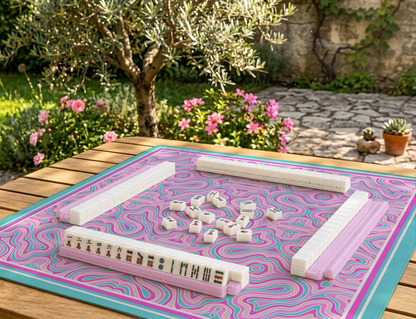 Retro Waves Mahjong Mat Blue