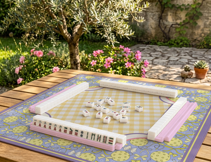 Preppy Pickleball Mahjong Mat | Lavender Bows & Pickleballs
