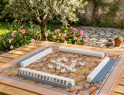 Bird & Pear Blossom Mahjong Mat | Chinoiserie American Mahjong Playing Mat