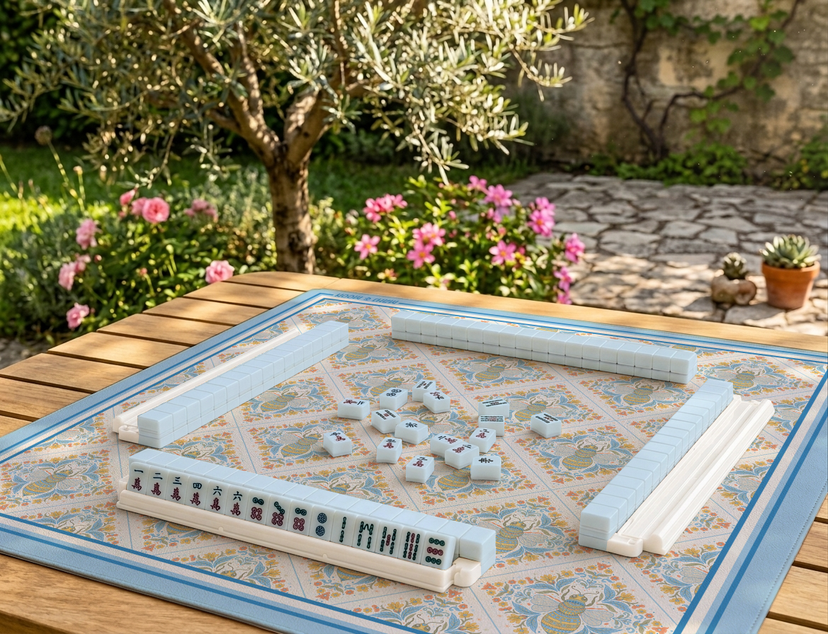 Honeybee Tiles Mahjong Mat | Blue Bee Mah Jongg Mat