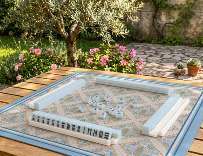 Honeybee Tiles Mahjong Mat | Blue Bee Mah Jongg Mat