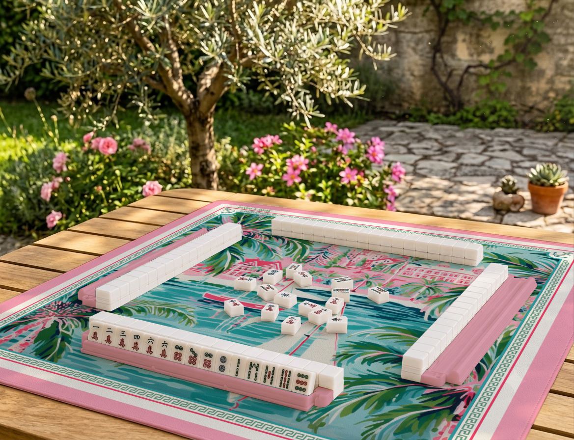 Palm Beach American Mahjong Mat | Coastal Tropical Playing Mat