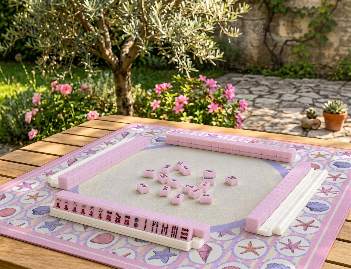 Seashell American Mahjong Mat | Coastal Beach House Playing Mat