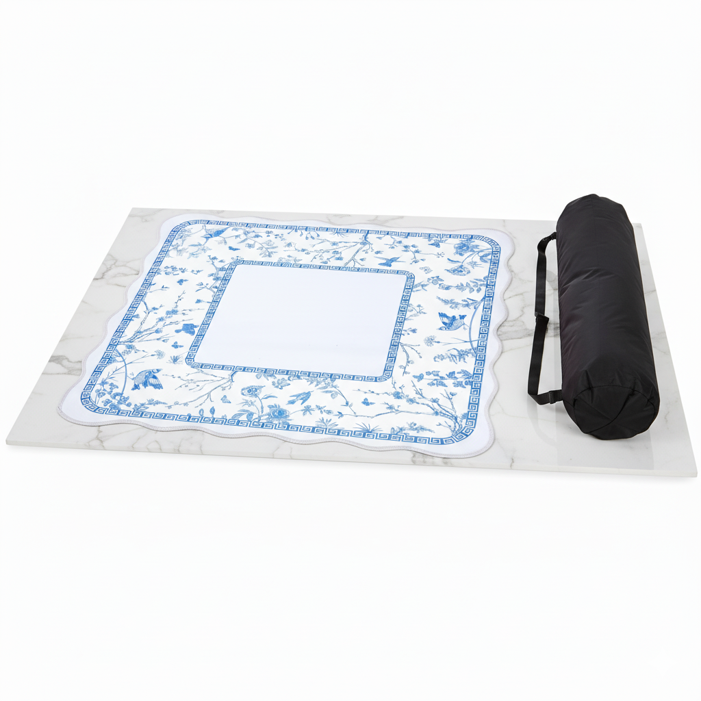 Blue Chinoiserie Mahjong Mat – Rollable Mahjong Table Mat