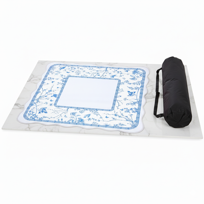 Blue Chinoiserie Mahjong Mat – Rollable Mahjong Table Mat