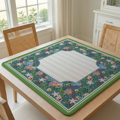 Coastal American Mahjong Mat | Ocean & Seashell Playing Mat