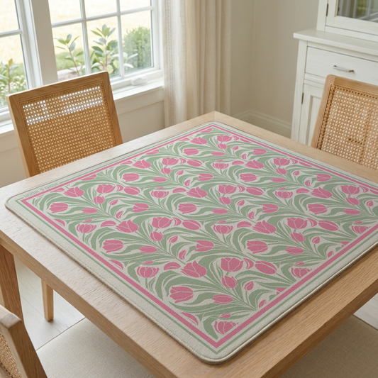Tulip American Mahjong Mat | Cottage Garden Game Table Decor