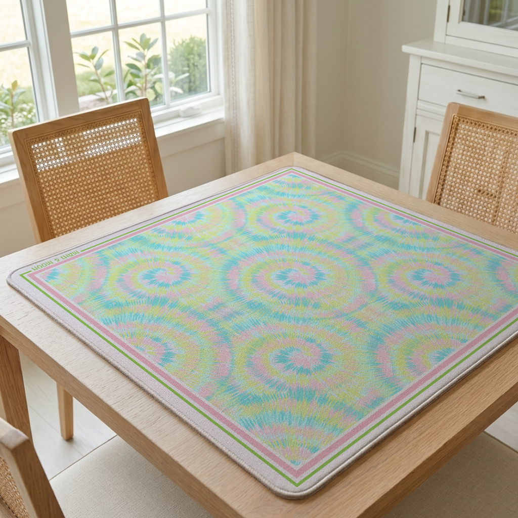 Pastel Tie Dye American Mahjong Mat | Retro Summer Playing Mat