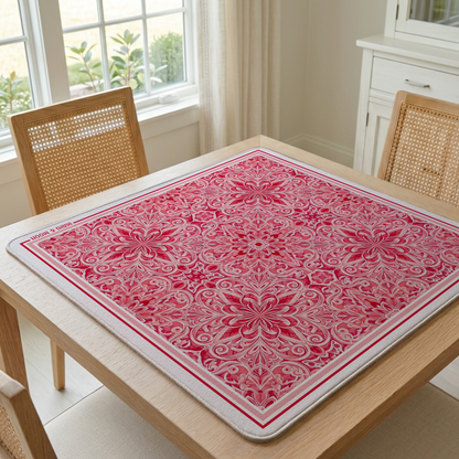 Pink Damask American Mahjong Mat | Elegant Floral Playing Mat