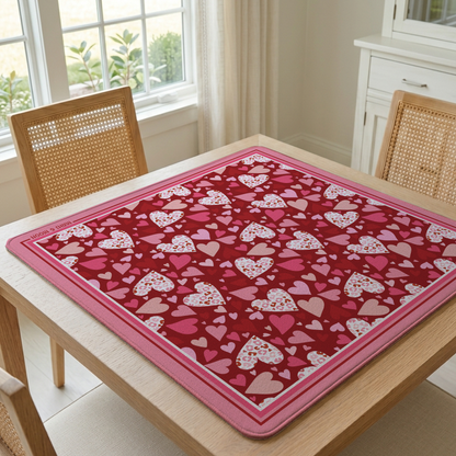Valentine Hearts American Mahjong Mat | Pink Coquette Playing Mat