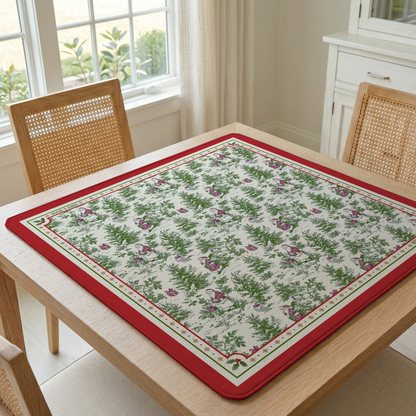 Christmas Toile Mahjong Mat | Vintage Santa Holiday Design