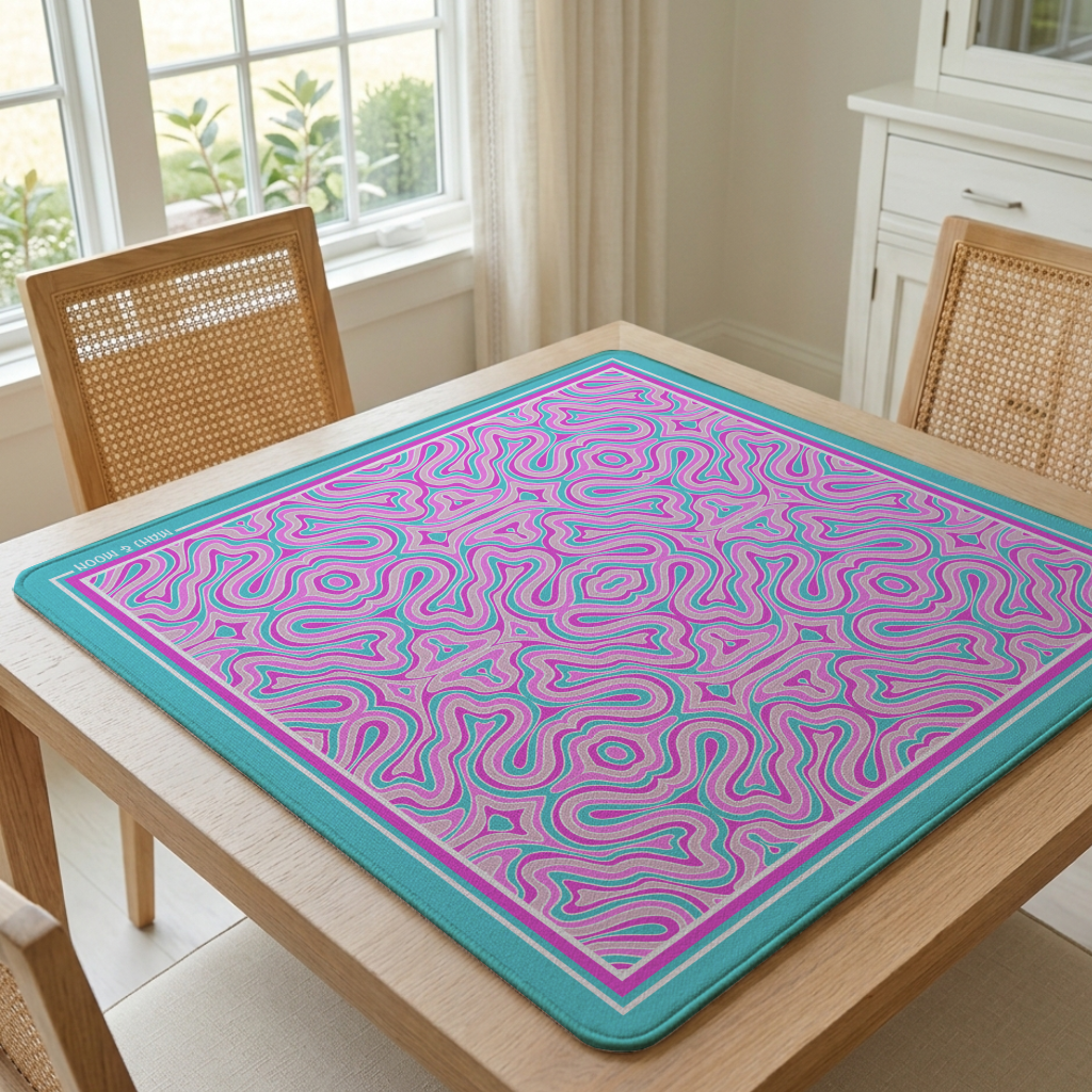 Retro Waves Mahjong Mat Blue