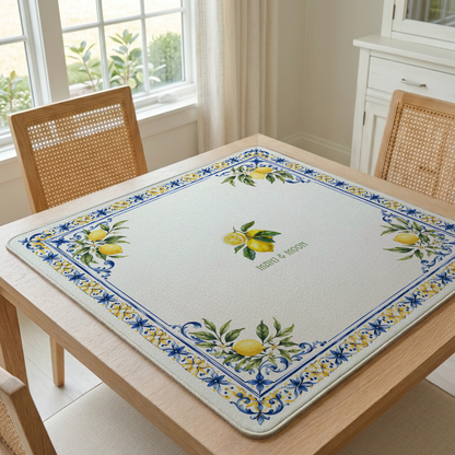 Blue White Lemon Mahjong Mat