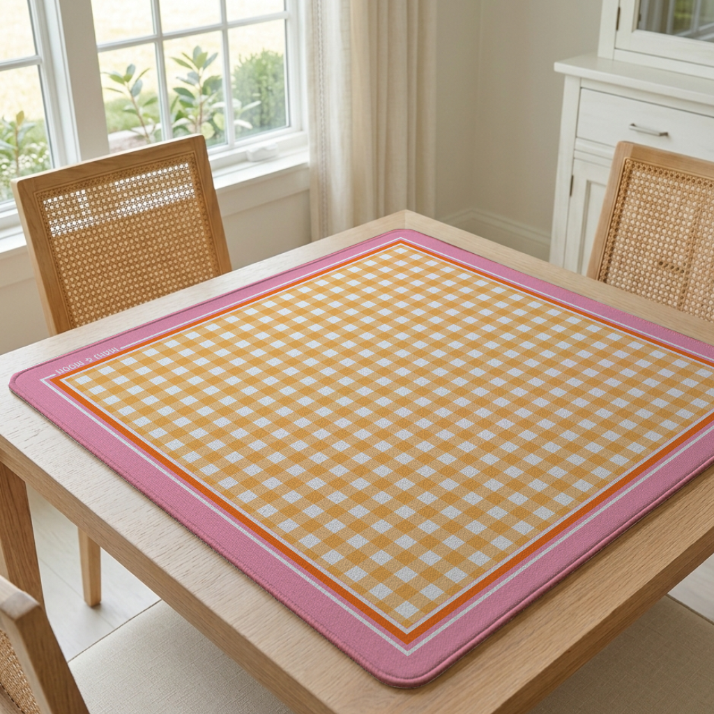 Orange Gingham Mahjong Mat